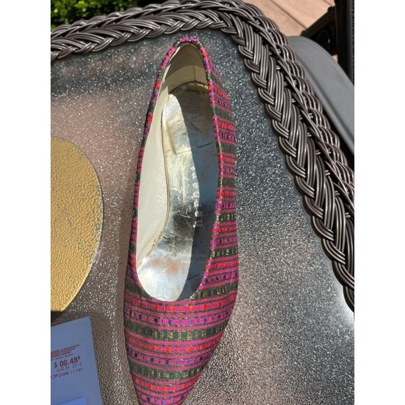 Vtg Herbert Levine KABUKI Shoes Beth Levine 60s Fine Silk Intricate Purple 4 1/2 - Picture 7 of 10